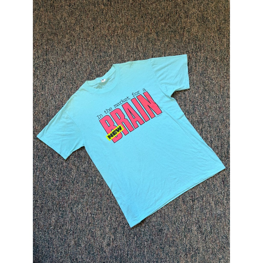 Vtg Sun Sportswear Mens XL Aqua Graphic T Shirt In The‎ Market For A NEW BRAIN